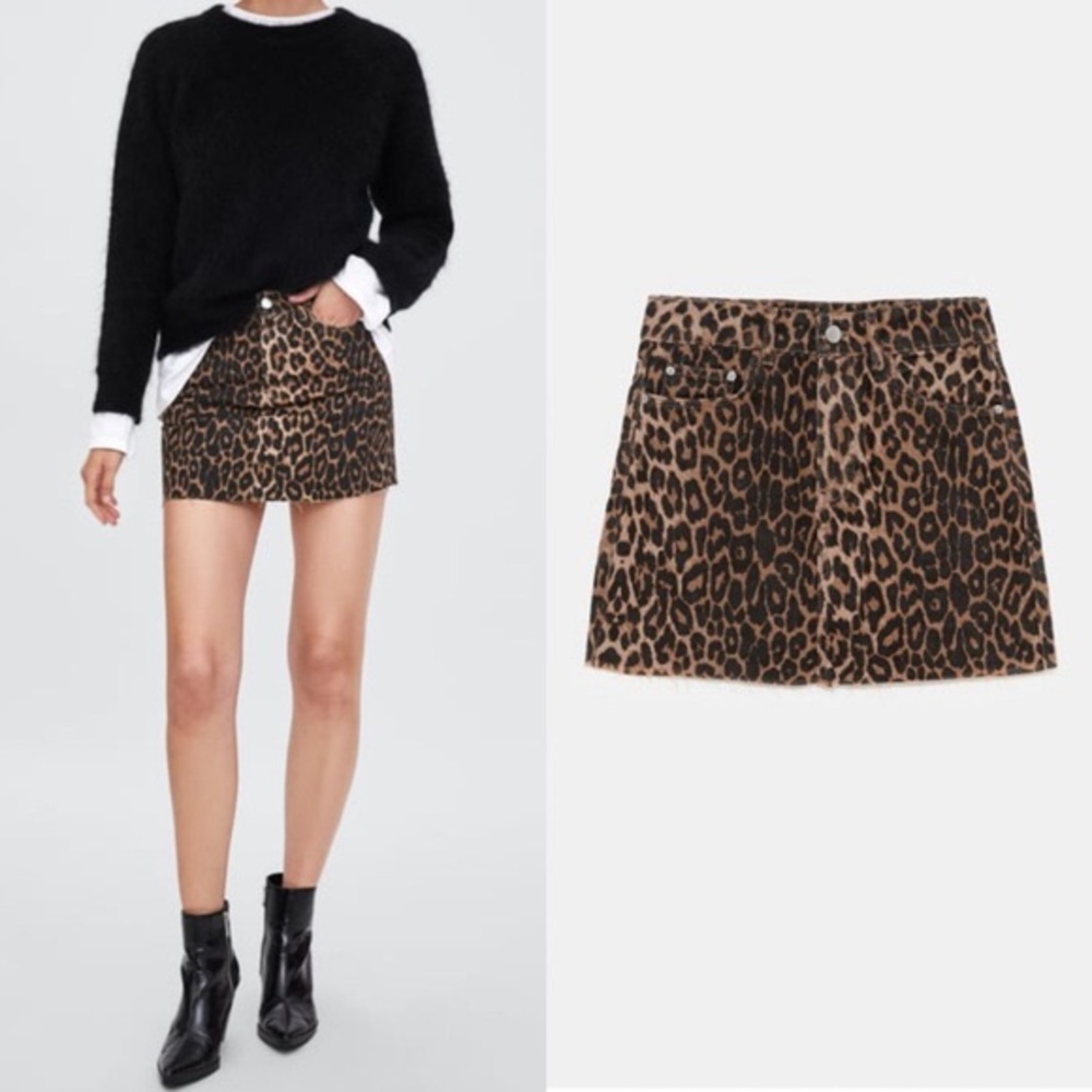 Zara Cheetah Jean Skirt